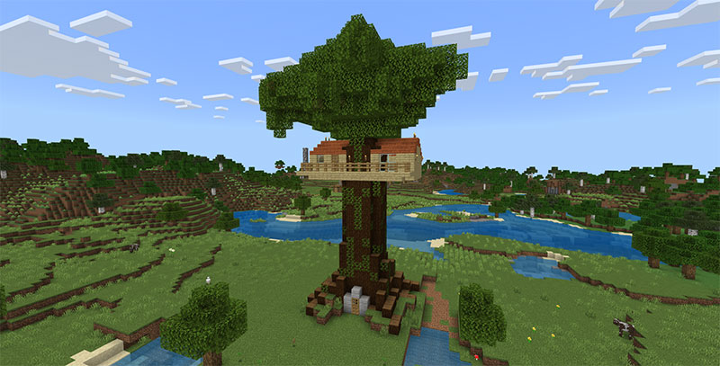 Wooden tree house in Minecraft